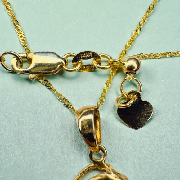 VINTAGE- 14K Gold -Baroque Pearl & Diamond Necklace -21" Brutalist Freeform-3.9g - Picture 11 of 16